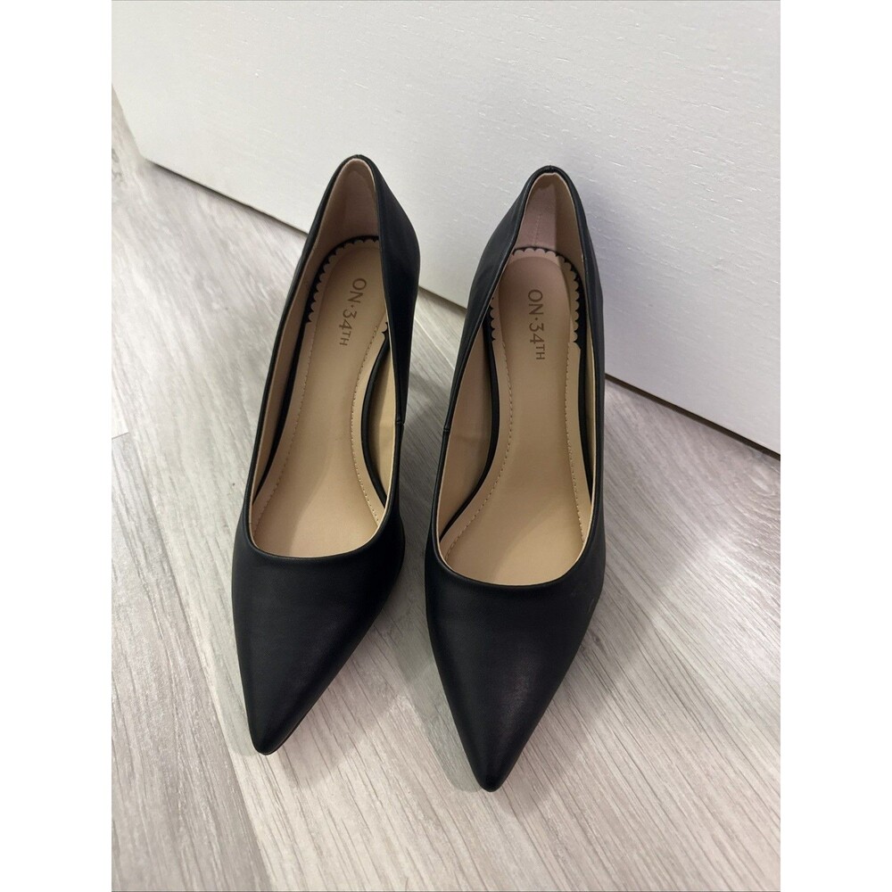 ON 34TH MARIAHHP Pump Shoes Womens Size 7.5M Black Pointed Toe Heels New